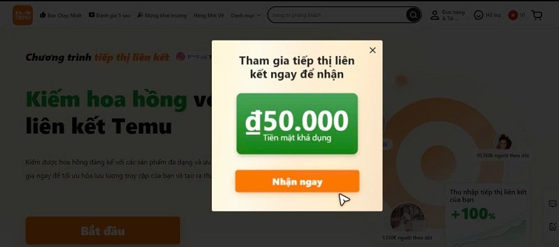 Tiếp thị liên kết Temu